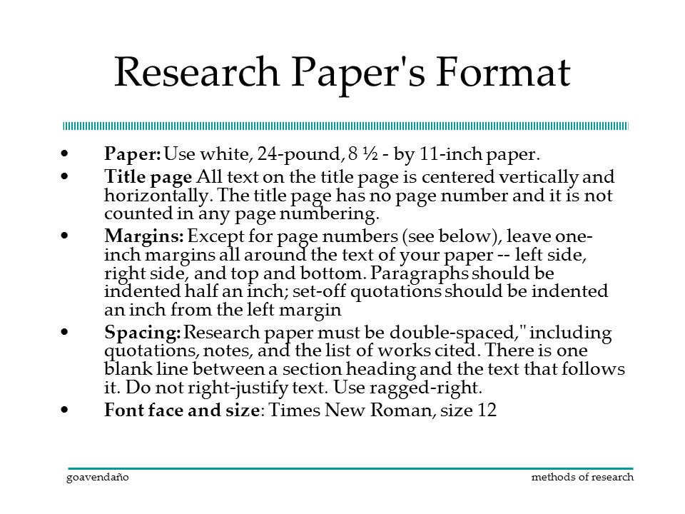 font in making research paper